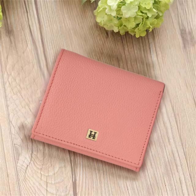Hiroshi Genuine Leather Ladies Bi Fold Compact Light Pink Purse