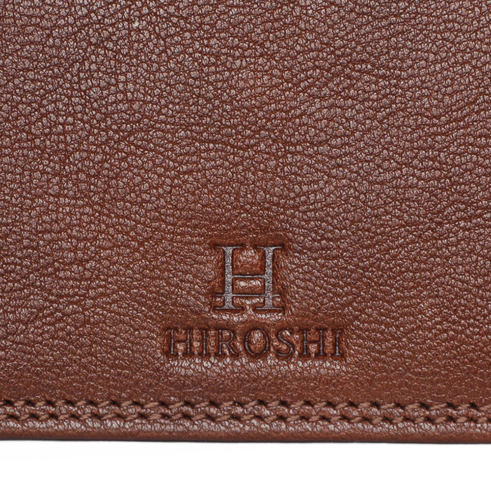 Hiroshi Brown Genuine Leather Compact Visiting Card Holder - Image 3
