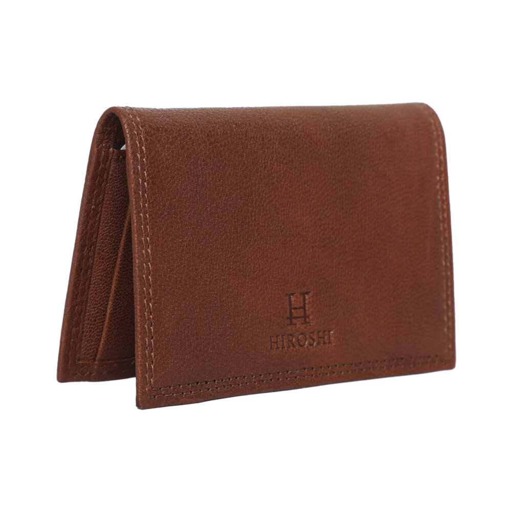 Hiroshi Brown Genuine Leather Compact Visiting Card Holder - Image 5