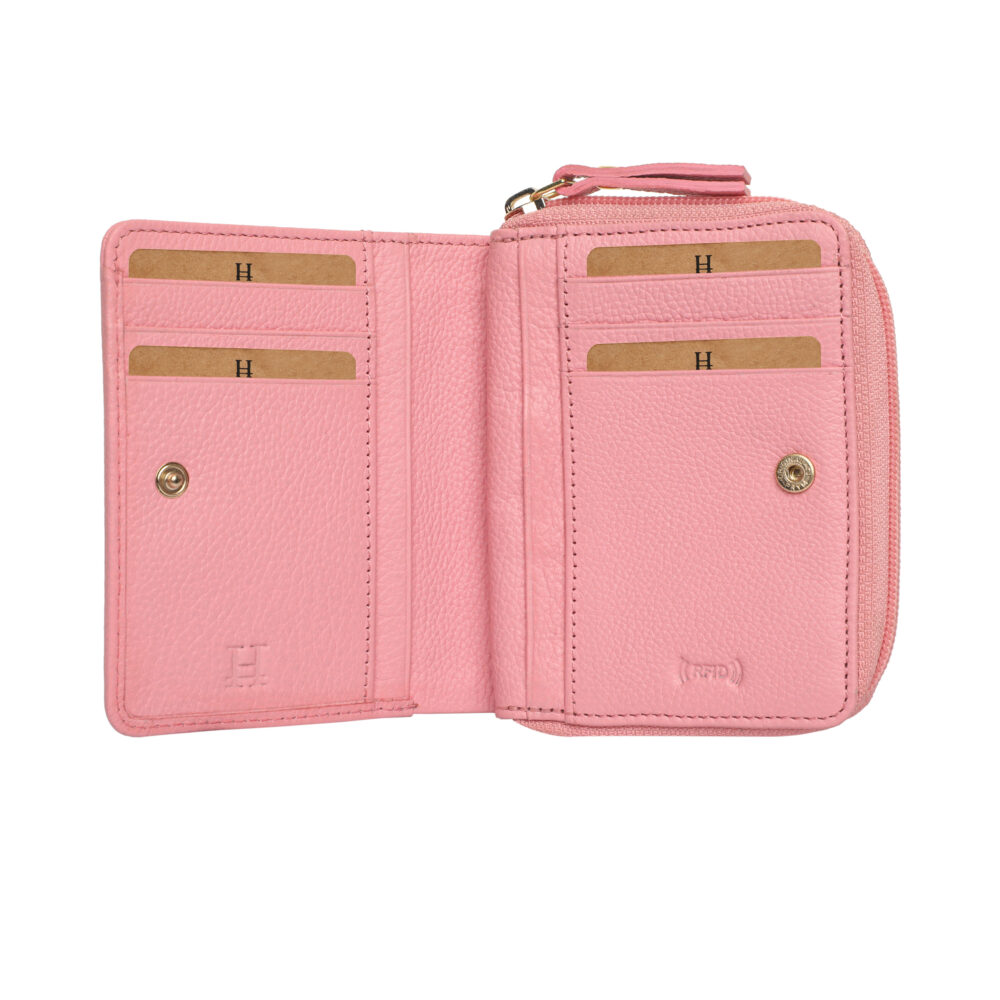 Hiroshi Genuine Leather Ladies Multipurpose Light Pink Purse - Image 2