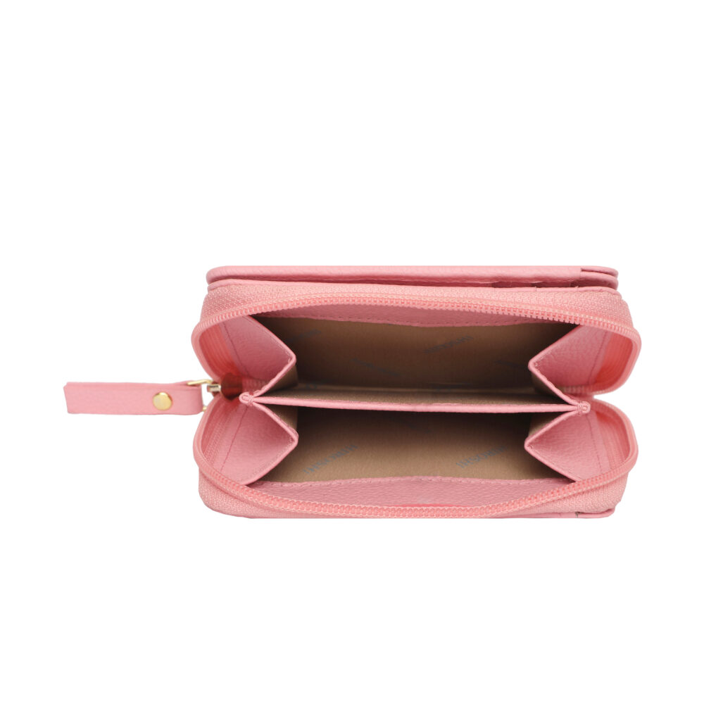 Hiroshi Genuine Leather Ladies Multipurpose Light Pink Purse - Image 3