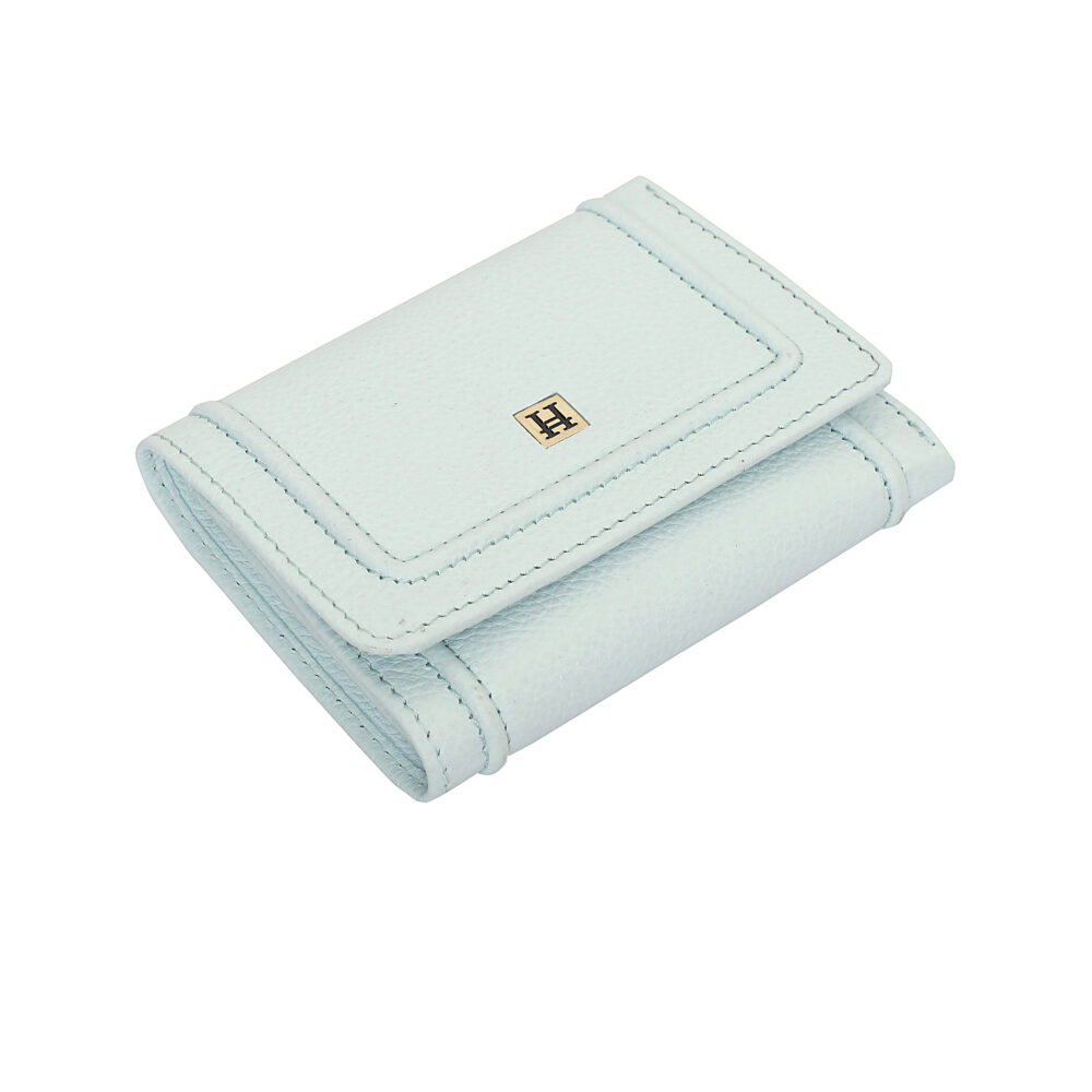 Hiroshi Genuine Leather Ladies Bi Fold Light Blue Purse - Image 6