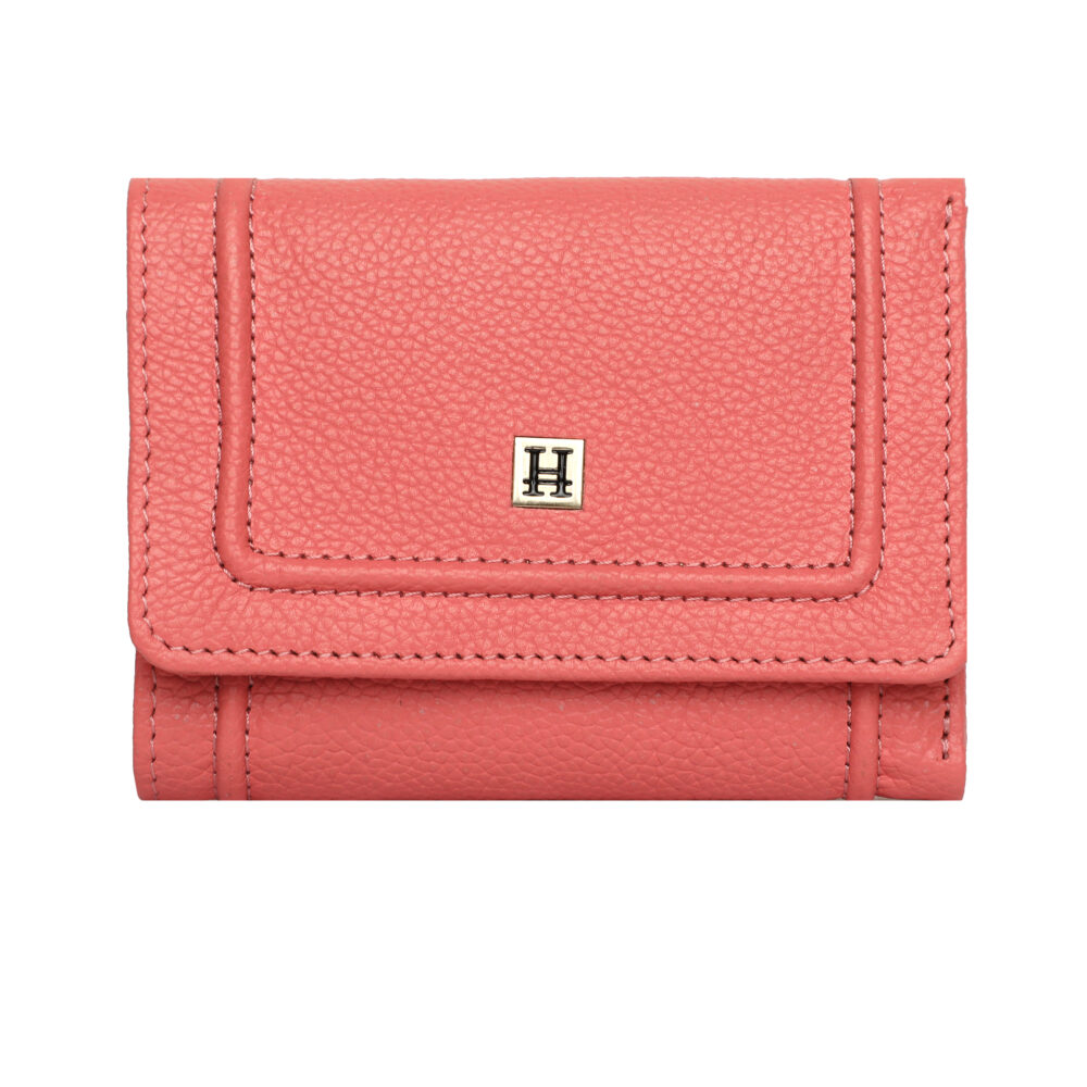 Hiroshi Genuine Leather Ladies Bi Fold Coral Purse