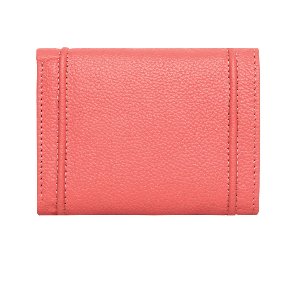 Hiroshi Genuine Leather Ladies Bi Fold Coral Purse - Image 4