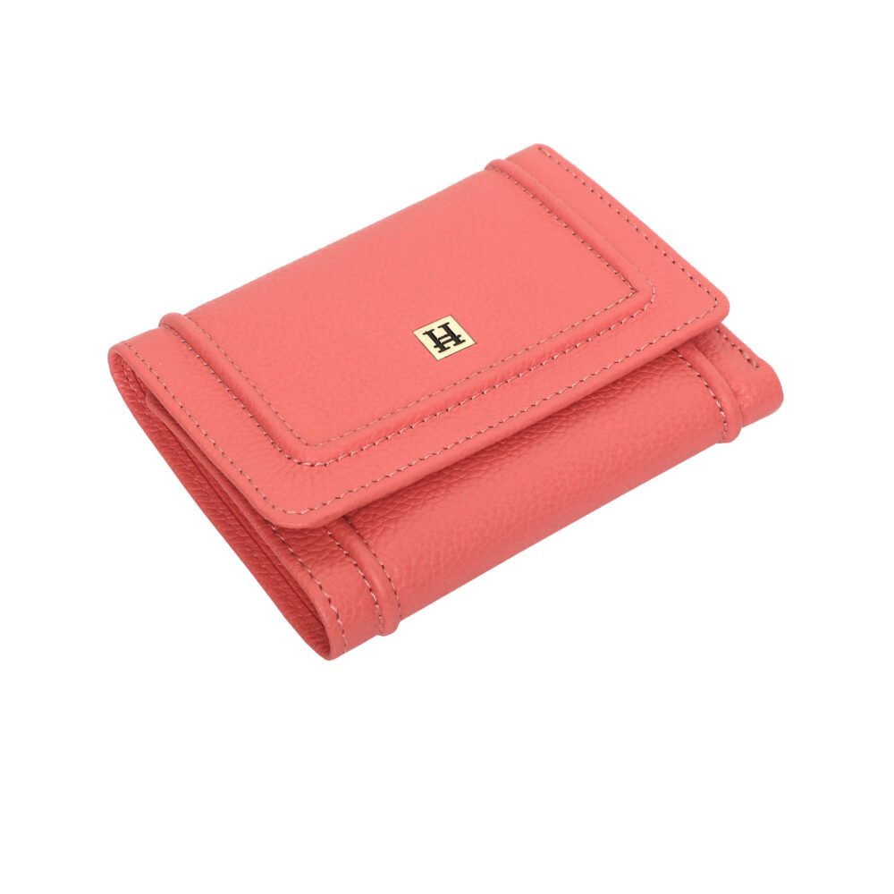 Hiroshi Genuine Leather Ladies Bi Fold Coral Purse - Image 6