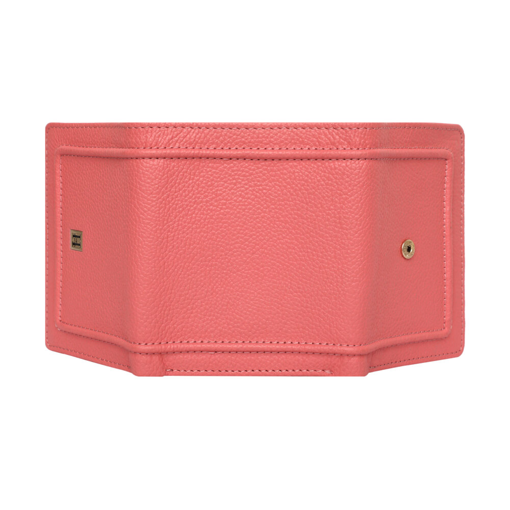 Hiroshi Genuine Leather Ladies Bi Fold Coral Purse - Image 7
