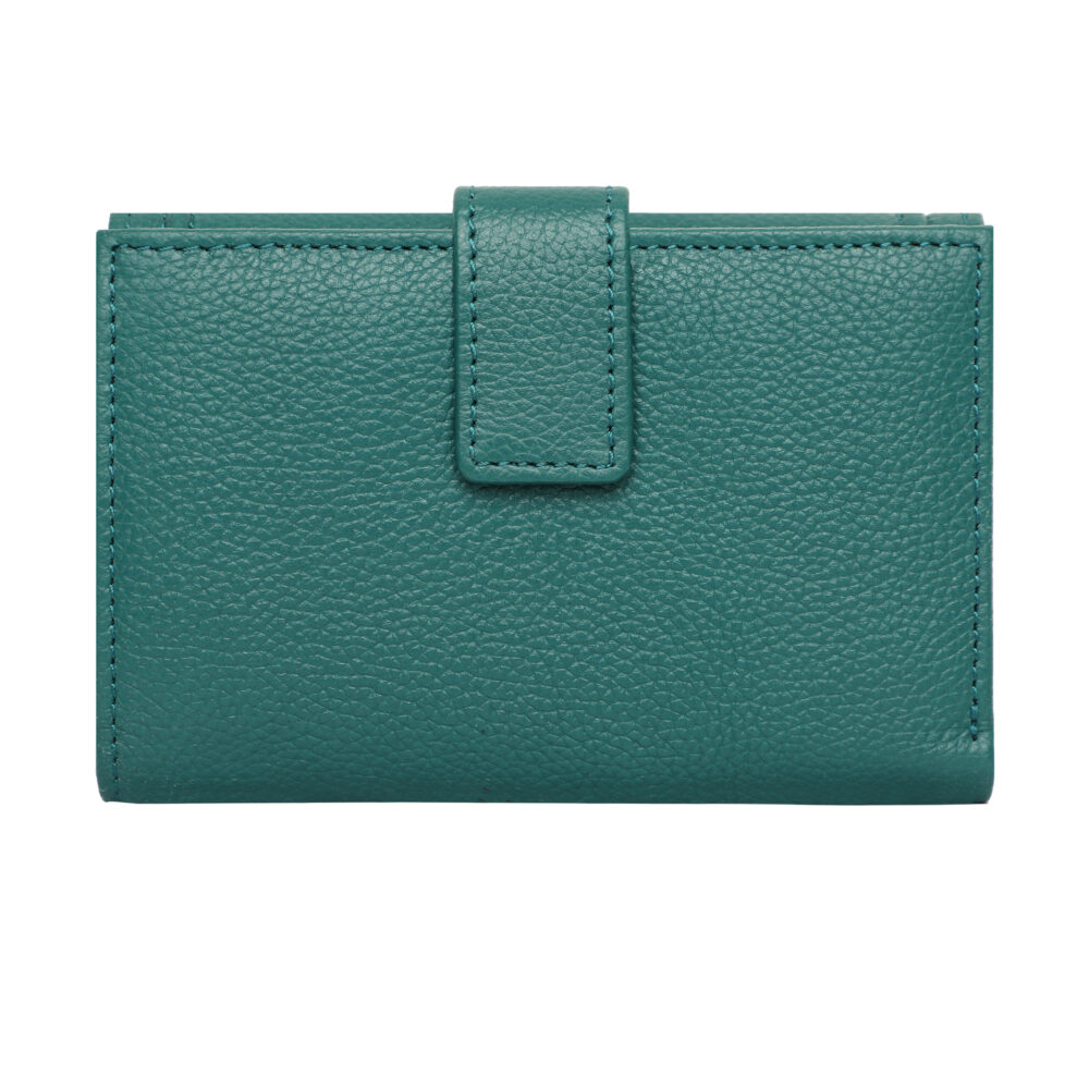 Hiroshi Genuine Leather Ladies Multipurpose Green Purse - Image 4