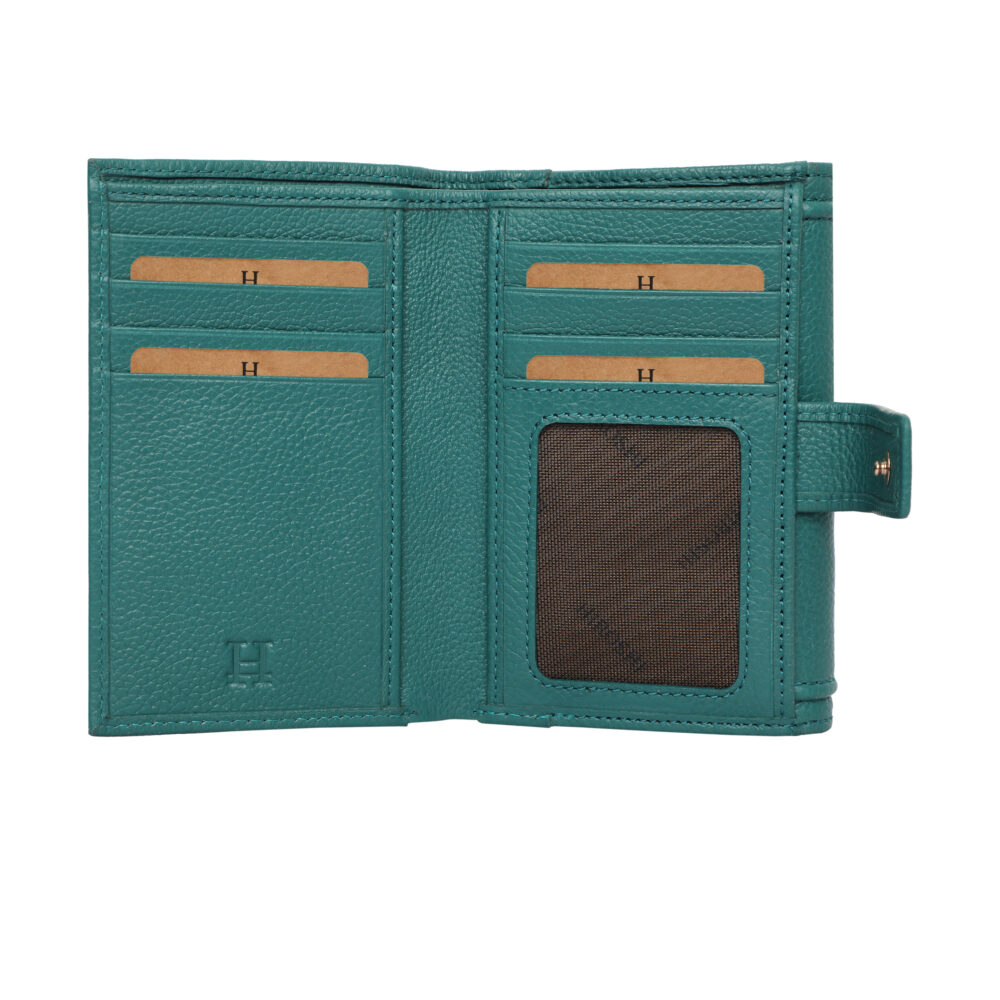 Hiroshi Genuine Leather Ladies Multipurpose Green Purse - Image 2