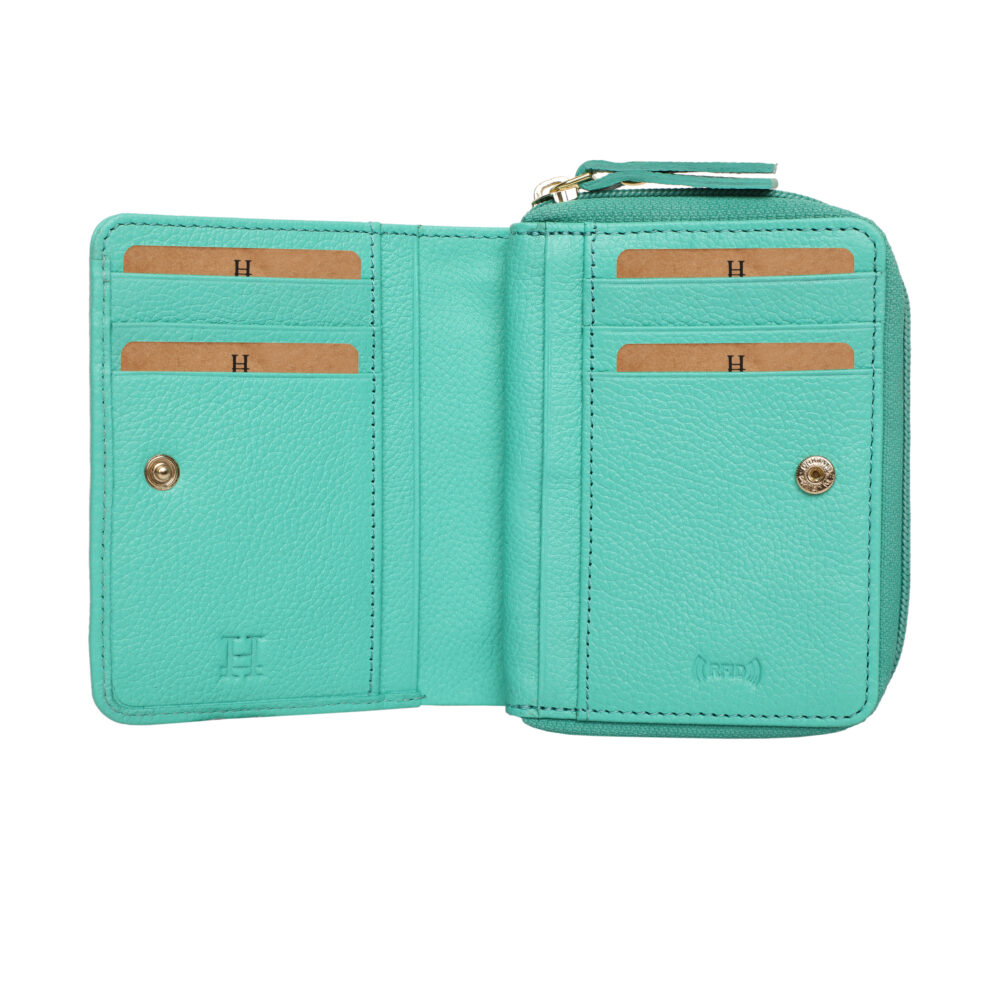 Hiroshi Genuine Leather Ladies Multipurpose Turquoiese Purse - Image 2