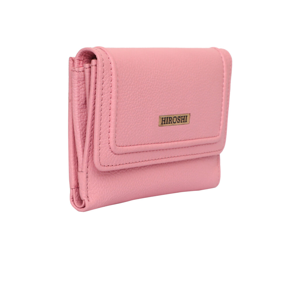 Hiroshi Genuine Leather Ladies Multipurpose Light Pink Purse - Image 6