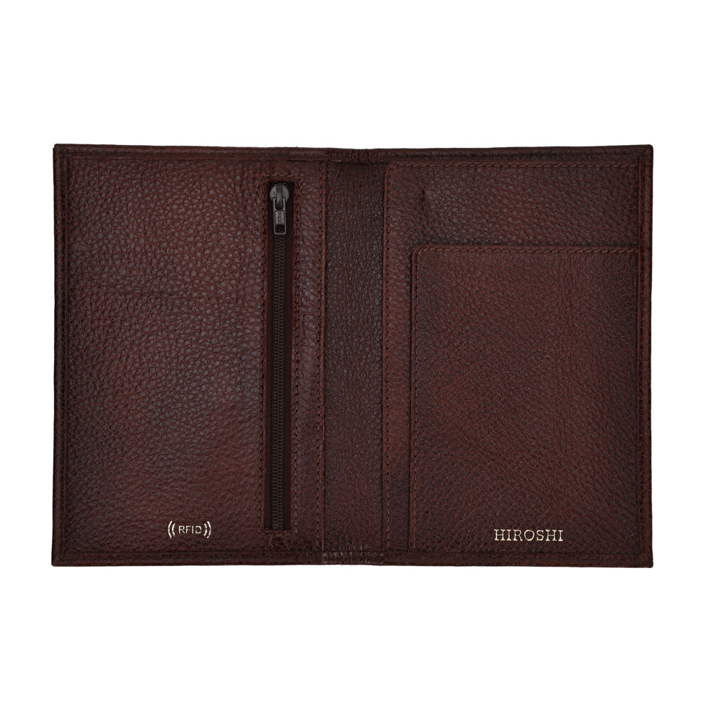 HIROSHI Unisex Genuine Leather RFID Protected Passport Holder - Image 2