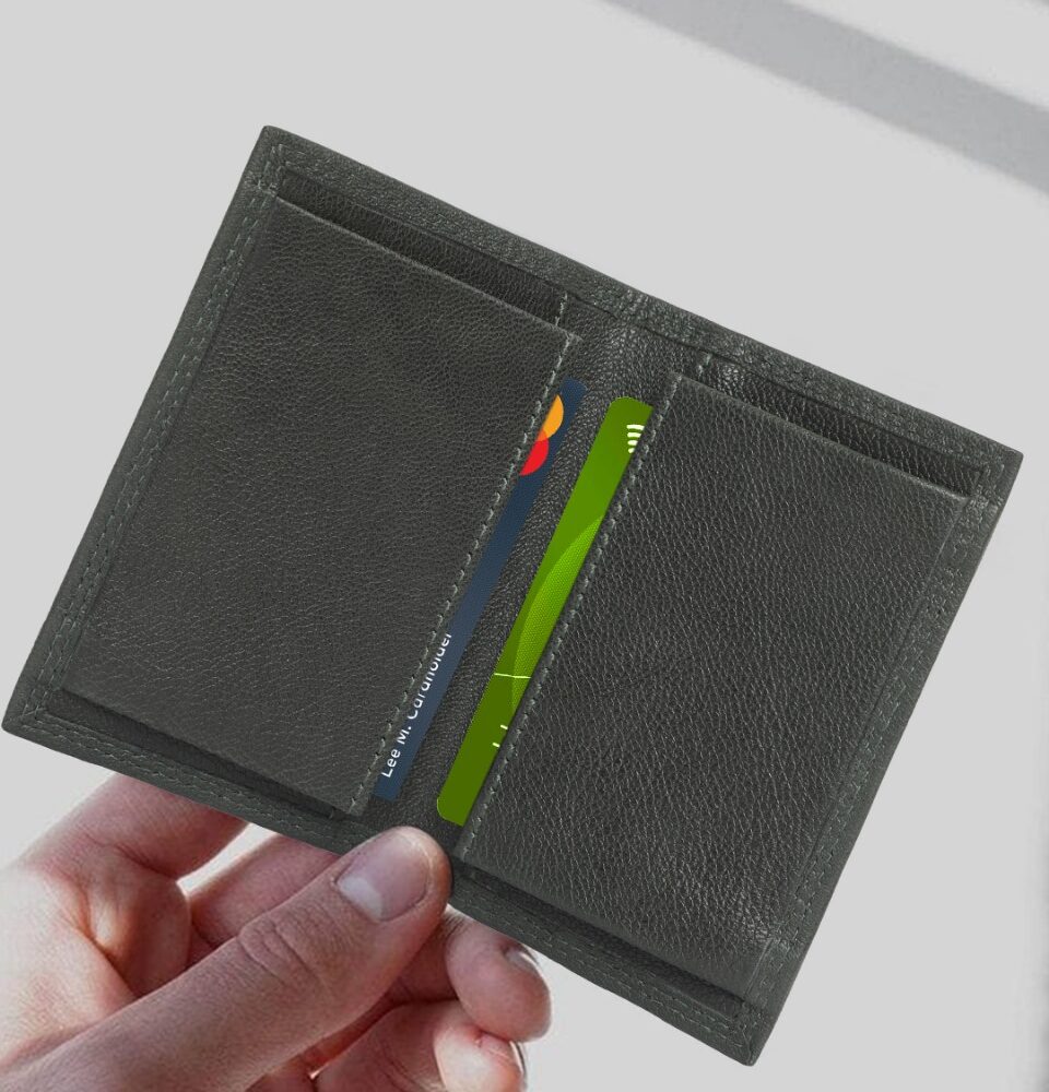 Hiroshi Green Genuine Leather Compact Visiting Card Holder