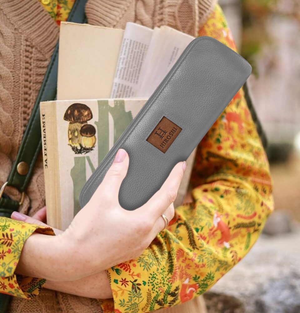 Hiroshi Grey and Tan Pencil Case